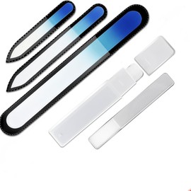 爪やすり ガラス 爪磨き ネイルファイル ガラス製 ネイルシャイナー ジェルネイルファイル 男女兼用 ネイルケア4点セット 専用ケース付 つめみがき つめやすり チェコ