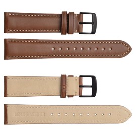 WOCCI 20mm Vintage Leather Watch Straps with Black Buckle, Replacement Bands (Cinnamon Brown)