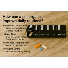 Pill Box, 7 Day Portable Pill Organiser,Weekly Organizer to Hold Vitamins,Pill Boxes 7 Day Pill Organiser for Cod Liver Oil, Supplements, Medication Travel Work,Gift for Parents