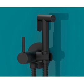 1.20m Hot & Cold Water Mixer Tap for Bidet Single Lever Mixer Tap with Hand Shower and Reinforced Hose Black