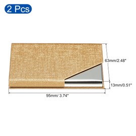PATIKIL Business Card Holder, 2 Pieces PU Leather Flip Slim Name Cards Protector Case for Women Men, Gold