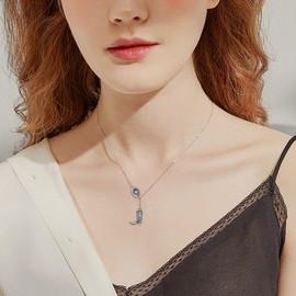 HUKKUN Cowgirl Boat Hat Necklace Sterling Silver Cowgirl Boat Hat Y Necklace for Women Western Country Charm Jewellery for Women, Sterling Silver