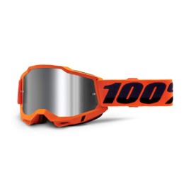 100% Accuri 2 Motocross & Mountain Biking Adult Goggles (Neon Orange - Mirror Silver Lens)