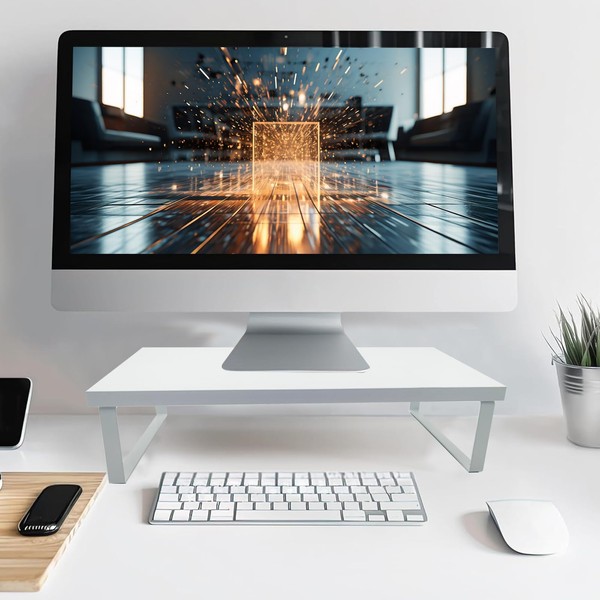 crayfomo Stable Wood Computer Monitor Stand for Desk Organizers, Anti-Slip