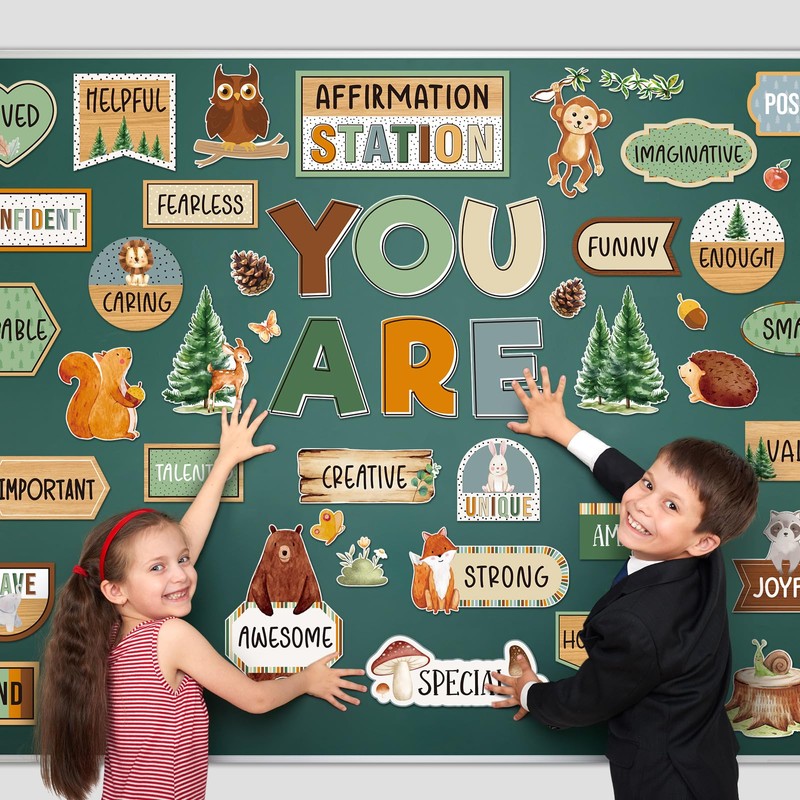 Weekgrat 45pcs Bulletin Board Set Motivational Posters Classroom Mirror Growth