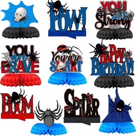 10PCS Spider Web Birthday Party Decorations Spider Table Centerpiece Decorations Spider Web Themed Party Decor Supplies Web-Theme Party Honeycomb Centerpieces for Boys Girls