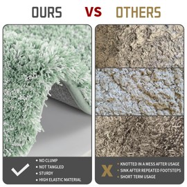 Yimobra Luxury Bathroom Rugs, Fluffy Bath Mats, Non Slip, Water Absorbent Microfiber, Machine Washable, Plush Runner Shower Rugs, Thick Matts for Bathroom Floor&Tub, 56"x 24", Light Green and White