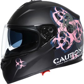 TRIANGLE Full Face Motorcycle Helmet Dual Visor Helmets for Adult Men and Women with Smoked Sunshield DOT Approved