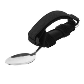 Beautyflier Spoon Fork Universal Cuff Utensil Adjustable Holder Strap for Holding Cutlery, Pens, Toothbrushes for Elderly or Individuals with Weak Grip (Black)