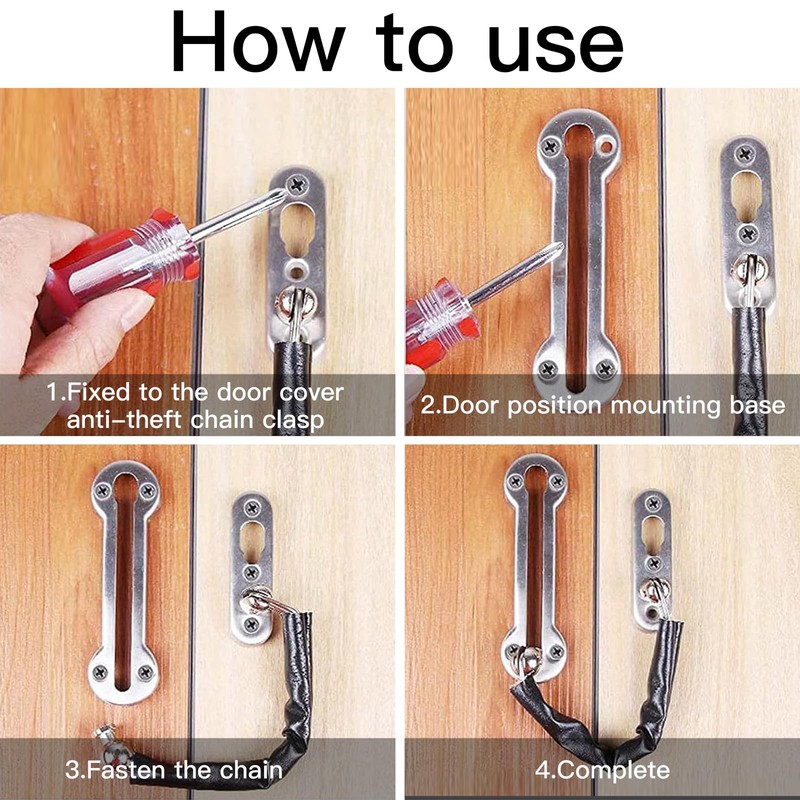 Cisixin Stainless Steel 304 Door Chain, Door Security Chain Lock
