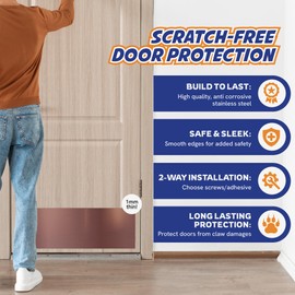 Panther Armor 8x34 Inch Bronze Door Kick Plate, 1mm Thick Stainless Steel, Anti-Corrosive Metal Door Plate for Dog Scratching, Door Protector, Durable Kick Plate for Bottom of Door