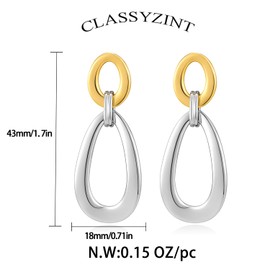 CLASSYZINT Chunky Gold and Silver Earrings Circle and Teardrop Dangle Earrings for Women Boho Vintage Earrings Jewelry