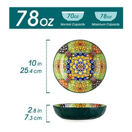 vancasso Large Serving Bowls, 78 Oz Extra Large Salad Bowls Set of 2, Bohemian Decorative Bowls for Salad, Fruit, Pasta and Dinner, Serving Dishes Set for Party, Dishwasher & Microwave Safe－Green