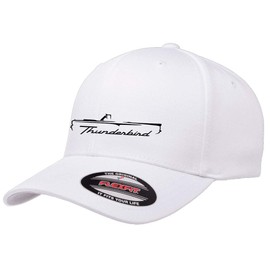 1958 1959 1960 Ford Thunderbird Convertible Outline Design Flexfit 6277 Athletic Baseball Fitted Hat Cap White L/XL