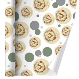 GRAPHICS & MORE Christmas Noel Deer in Wreath Gift Wrap Wrapping Paper Roll