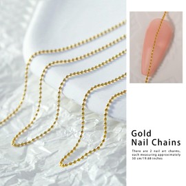 2 Strips 50cm Nail Chains for Nail Art, Gold Nail Charms Nail Art Studs for Manicure Decoration & DIY Metal Nail Art Jewelry