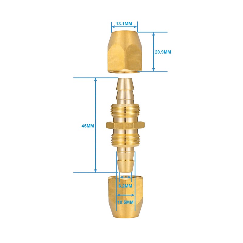 Breezliy 2PCS Soild Brass Air Reusable Hose Splicer for 3/8-Inch