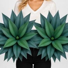 Artificial Agave Plants Outdoor,28”UV Resistant Fake Silk Plants with 23 Lifelike Leaves,Faux Yucca Floor Plants for Home Front Porch Patio Office Door Step Hotel Desert Style Decor 2Pack