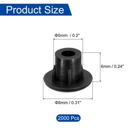 uxcell 2000Pcs Screw Hole Plugs, 5mm(3/16") Dia Plastic Round Button Plugs Snap in Locking Hole Covers Flush Type Caps for Furniture Cabinet, Black