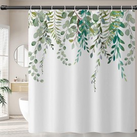 FAIRYGATE B9409 Polyester Shower Curtain 180 x 180 cm Textile Bath Curtain Mould Resistant Shower Curtains Washable Curtain for Shower with 12 Hooks Gradation