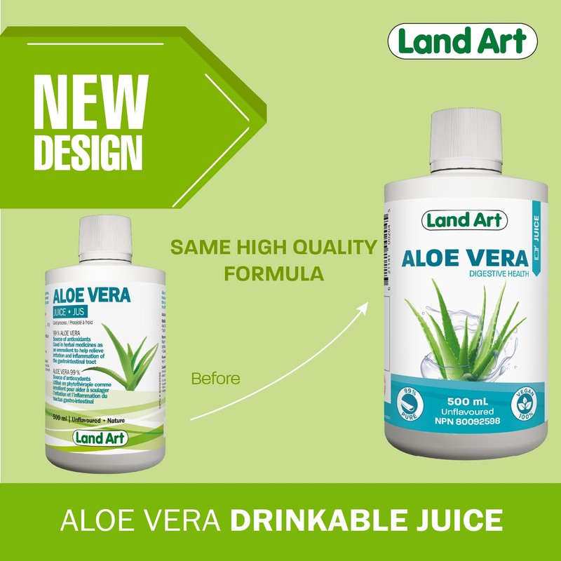 Land Art Pure Aloe Vera Juice Unflavoured 500 ml -