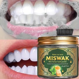 2PCS Miswak Tooth Powder, Oral Care, Herbal Whitening Toothpaste, Supports Enamel Strength & Oral Wellness, Sensitive Formula, Fluoride Free, Miswak Root for Teeth and Gums
