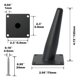 FIVEPEARS 4 PCS 5 Inch Heavy Duty Matte Black Metal Slant Angled Tapered Legs Set for Furniture, Mid Century Modern Style Feets for Coffee Table Couch Sofa Cabinet Chair Dresser Bed Desk Credenza