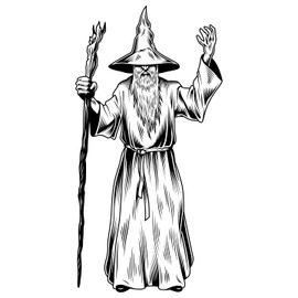 SP12736 Wizard Merlin Staff Magic Fantasy Rings Lord Illustration Cardboard Cutout Standup Standee