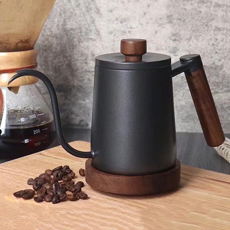 SOVIFKI Coffee Drip Pot, Graduated Drip Pot, Walnut Wood Handle