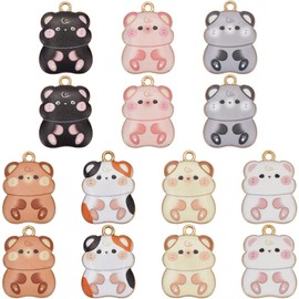 SUNNYCLUE 1 Box 28 Pieces 7 Colours Hamster Pendant Guinea Pig Pendant Gold-Plated Metal Alloy for Hanging Cute Enamel Animal Pendant for Jewellery Making Charms Accessories DIY Crafts Hal