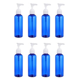 Frcolor Pump Bottle, Blackout Bottle, 3.4 fl oz (100 ml), Dispenser, Shampoo Bottle, Translucent, Refill Container, PET, Set of 8 (Blue)