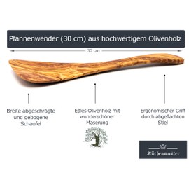 Küchenmaster Olive Wood Spatula | 30 cm Long | Spatula Spatula Kitchen Aid Utensil | Hygienic, Heat Resistant and Sustainable