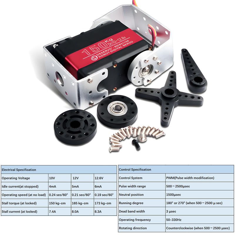 DIYmall 150KG RDS51150 High-Torque Metal Gear Robotic Digital Servo 180