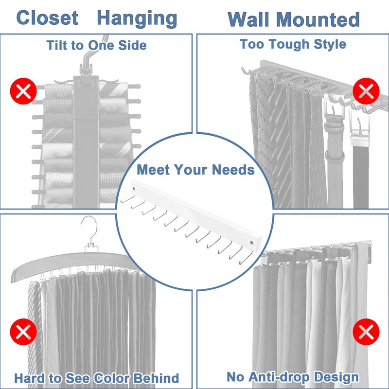 【2 in 1】 2 Pack Tie Organizer Belt Organizer Wall