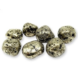 CRIGEMA 2 Pieces Tumbled Stones Cut Natural Stone for Healing Stone, Reiki and Meditation, 25-30 mm (Pyrite)