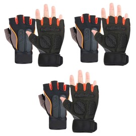 Sosoport 3 Pairs Gym Gloves Wrist Support Half Finger Gloves for Weightlifting Outdoor Training Sports Equipment Wrist Straps (Size)