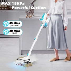 PURKINN Cordless Vacuum Cleaner, 18KPa Powerful Stick Vacuum Cordless Rechargeable with 2 Modes, 35min Runtime, Lightweight Small Handheld Vacuum Cleaner for Home, Hardwood Floor, Pet Hair, P8