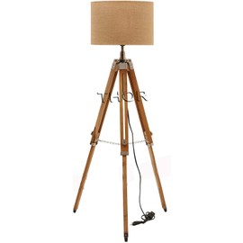 THOR INSTRUMENTS Vintage Classic Teak Wood Tripod Floor Lamp Nautical Floor Shade lamp Home Decor (Shade is Not Included) Rustic Vintage Home Decor Gifts