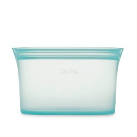Zip Top Reusable 100% Platinum Silicone Container, Made in the USA - Large Dish - Teal
