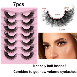 Fox Eye Lashes False Eyelashes Fluffy Lashes Cat Eye Lashes Faux Mink Lashes Wispy Eyelashes Strip Lashes Fake Eye Lashes Pack by June tech