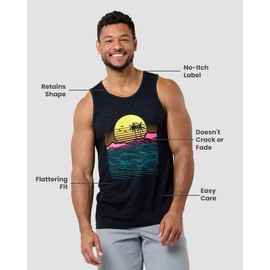 INTO THE AM Cosmic Surge Graphic Tank Tops for Men - Mens Summer Sleeveless Muscle Beach Fashion Men's Tanks (Black, Medium)