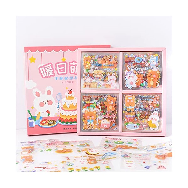 Cute Animal Stickers Set (100 Sheets 600+ Small Pieces) -Kawaii