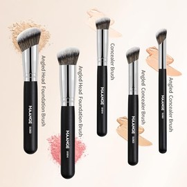 MAANGE 5 Piezas Brochas de Maquillaje Profesional con Caja Set de Brochas Maquillaje Esenciales para Base de Maquillaje Polvo Sombra de Ojos