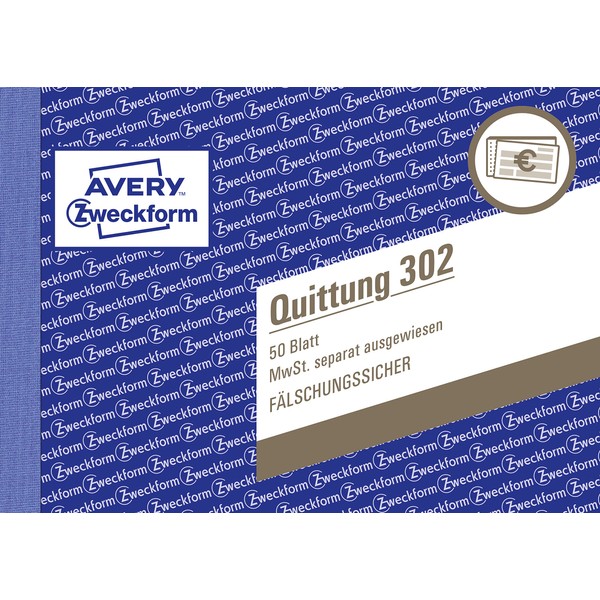 AVERY Zweckform 302 Quittungsblock (A6 quer, 50 Blatt, mit Ausfüllhilfe,