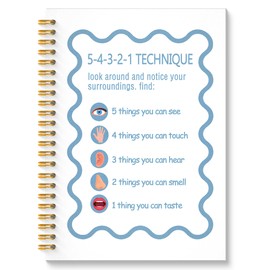 ROXMART 54321 Grounding Technique Mental Health Glitter Spiral Notebook, Guided Journal for Mental Health, Anxiety Relief Gifts, Mindfulness Therapy Hardcover Notebook Journal, 5.5x8.3 Inch
