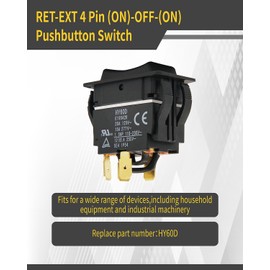 HY60D RET-EXT 20A 125VAC 4Pin (ON)-Off-(ON) Pushbutton Switch,Double-Pole Double-Throw Momentary Push Button Switches
