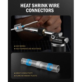 RAVS 16-piece Butane Torch Kit, Soldering Torch Kit with 100 pcs Waterproof Wire Connectors with 140 pcs Heat Shrink Tubing Kit, Cordless Butane Soldering Iron Kit without Fuel