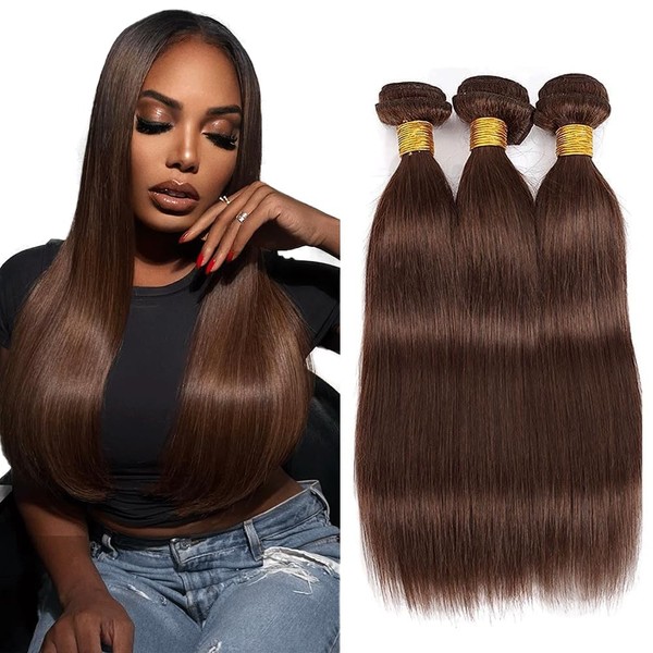 Chocolate Straight Bundles Color 4 Human Hair Dark Brown Straight