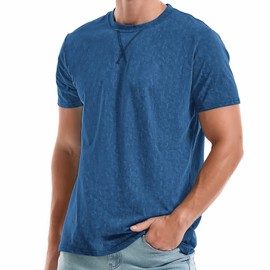 KLIEGOU Men's T-Shirts - Elasticity Cotton Crew Neck Tees 2166 Dark Blue M