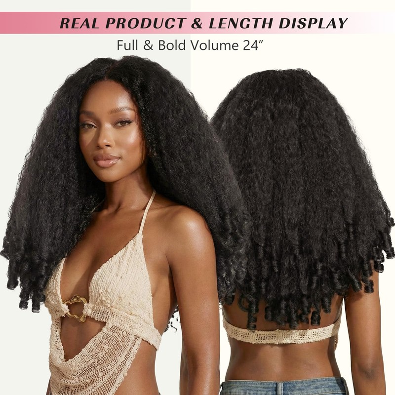 Afro Curly Synthetic Kinky Curly Wig Half Wig #2 24"